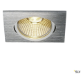 New tria 68, encastré de plafond intérieur, simple, carré, alu brossé, led, 7,2w, 1800-3000k, clips/lames ressorts, dim to warm, variable triac