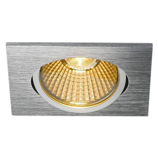 New tria 68, encastré de plafond intérieur, simple, carré, alu brossé, led, 7,2w, 1800-3000k, clips/lames ressorts, dim to warm, variable triac