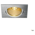 New tria 68, encastré de plafond intérieur, simple, carré, alu brossé, led, 7,2w, 1800-3000k, clips/lames ressorts, dim to warm, variable triac