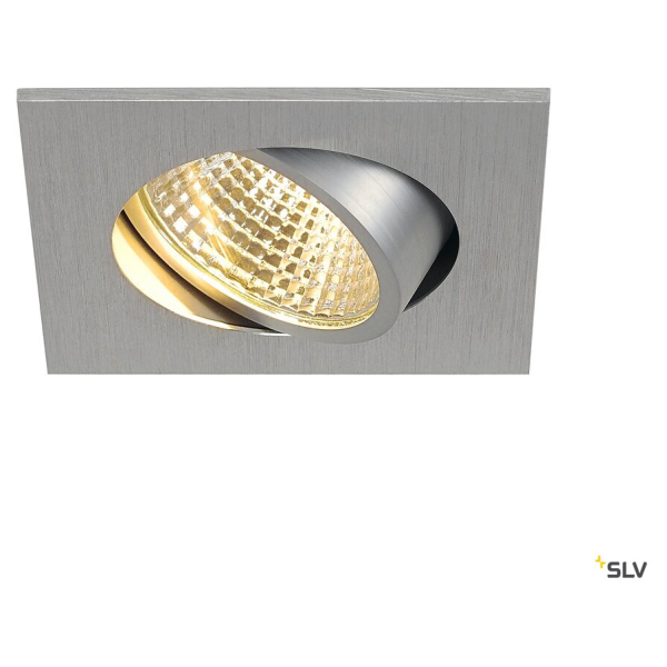 New tria 68, encastré de plafond intérieur, simple, carré, alu brossé, led, 5,3w, 2700k, clips ressorts