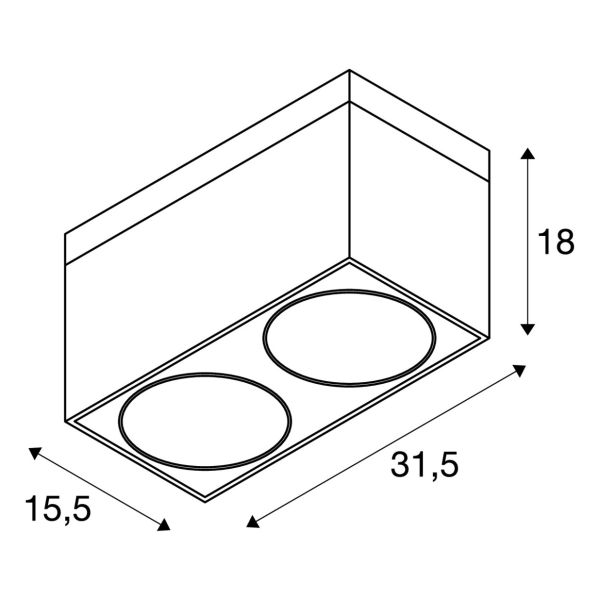 KARDAMODE SURFACE CARRE QRB DOUBLE, BLANC, max. 2x75W