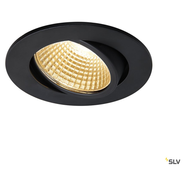 New tria 68, encastré de plafond intérieur, simple, rond, noir mat, led, 5,3w, 2700k, clips ressorts