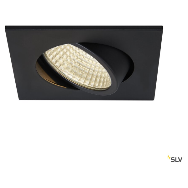 Spot encastré - New tria 68, encastré de plafond intérieur, simple, carré, noir mat, led, 5,3w, 3000k, clips ressorts