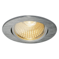 New tria 68, encastré de plafond intérieur, simple, rond, alu brossé, led, 11w, 2700k, clips ressorts, variable triac