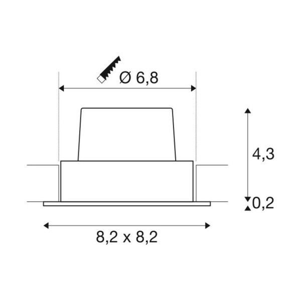 New tria 68, encastré de plafond intérieur, simple, carré, noir mat, led, 11w, 2700k, clips ressorts, variable triac