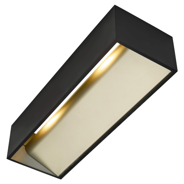 Logs in, applique intérieure, rectangulaire, noir/laiton, led, 17w, 3000k, variable triac