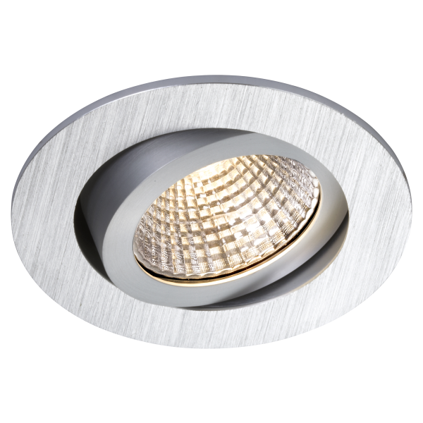 Pireq 68, encastré de plafond intérieur, rond, alu brossé, led, 6,6w, 3000k, ip23