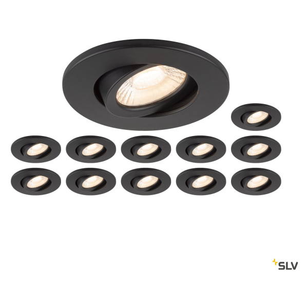 Universal downlight move kit 12x 1007090 ip20 38°; 1007091 collerette rond noir