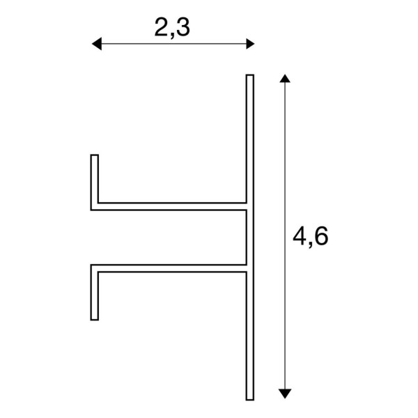 Profil mural led, up/down, alu anodisé, 2m