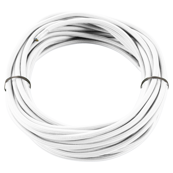 CABLE TEXTILE, 10m, blanc, 3 pôles