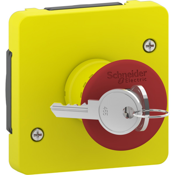 Schneider Mureva styl arrêt d'urgence à clé - composable ip55 - ik07 - jaune