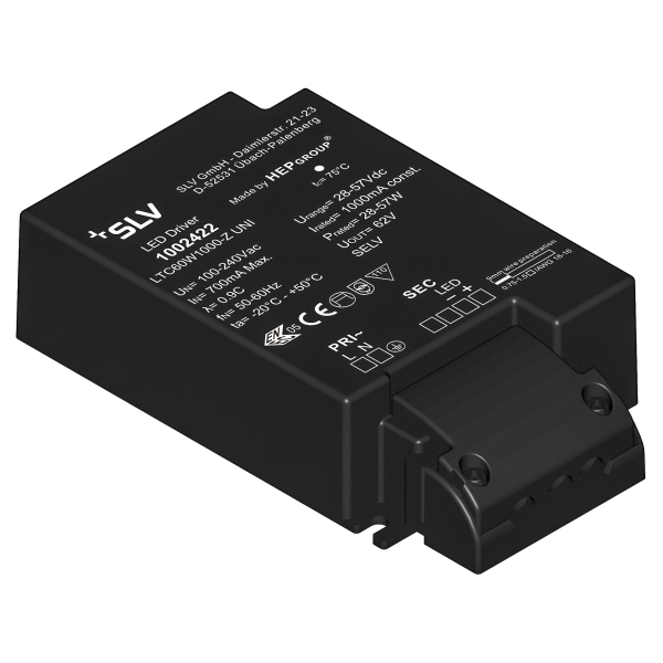 Alimentation led, intérieur, 60w, 1000ma, serre-câble inclus