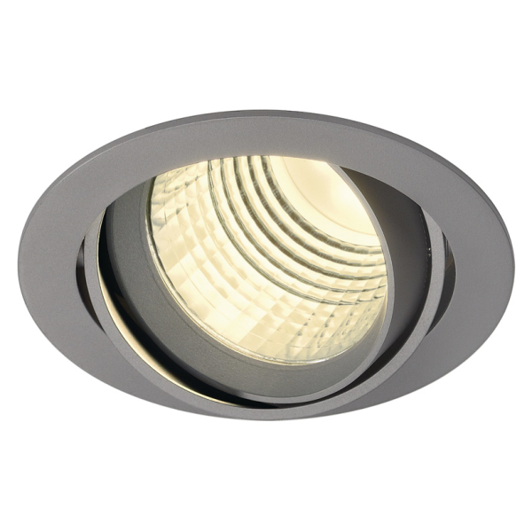 New tria dlmi rond encastré, gris argent, 3000k, 60°, clips ressorts