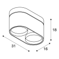 KARDAMODE SURFACE ROND QRB DOUBLE, PLAFONNIER GRIS ARGENT, G53, max. 2