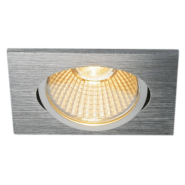 New tria 68, encastré de plafond intérieur, simple, carré, alu brossé, led, 11w, 2700k, clips ressorts, variable triac