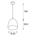 Slv by declic para cone 20 suspension, ronde, blanc/marbre, e27, max. 60w
