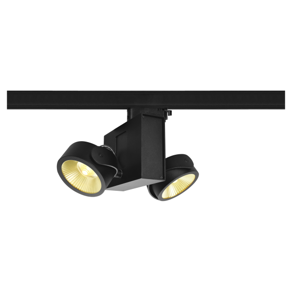 Tec kalu track, spot pour rail 3 allumages, intérieur, double, 60°, noir, led, 31w, 3000k, variable triac