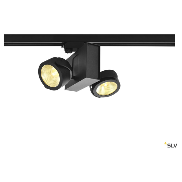 Tec kalu track, spot pour rail 3 allumages, intérieur, double, 60°, noir, led, 31w, 3000k, variable triac