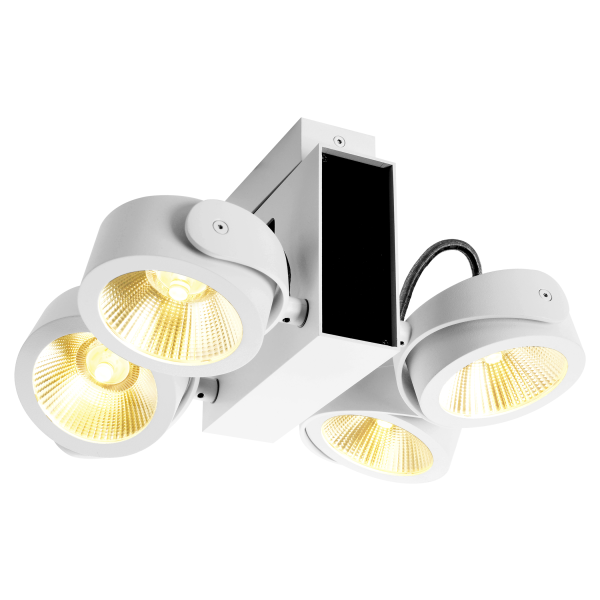 Tec kalu, plafonnier intérieur, quad, angle 60°, blanc/noir, led, 60w, 3000k, variable triac