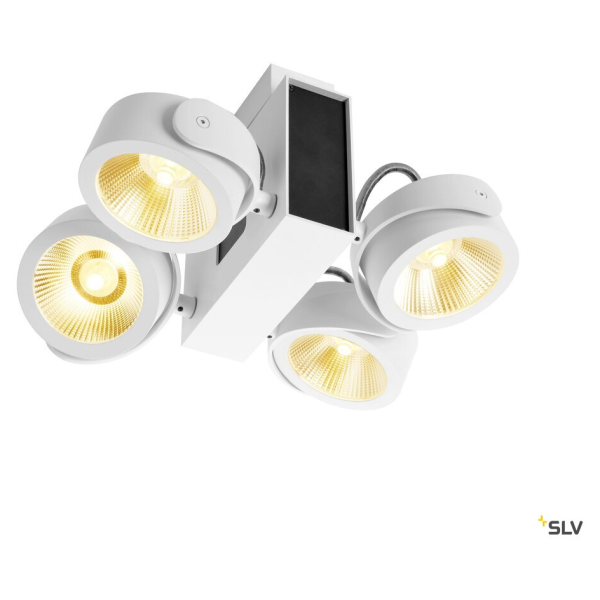 Tec kalu, plafonnier intérieur, quad, angle 60°, blanc/noir, led, 60w, 3000k, variable triac