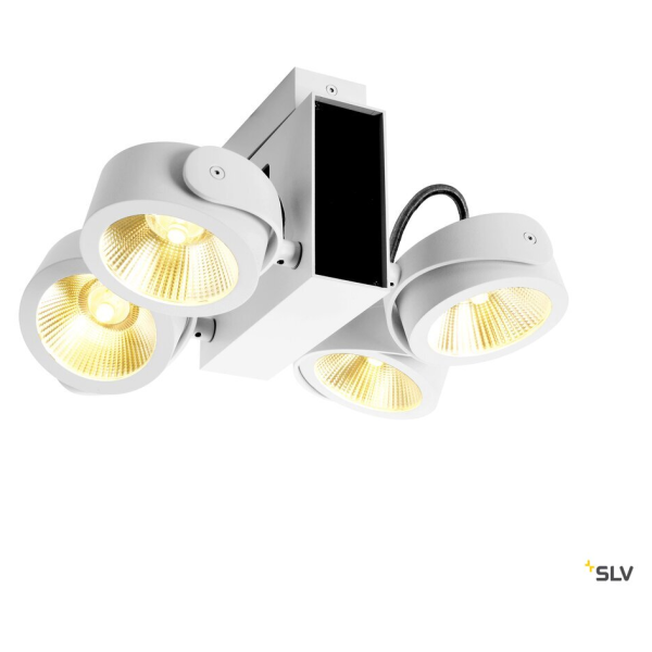 Tec kalu, plafonnier intérieur, quad, angle 24°, blanc/noir, led, 60w, 3000k, variable triac