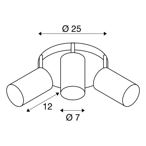 Asto tube 3 rond, applique, patère ronde, blanc, 3xgu10, max. 75w