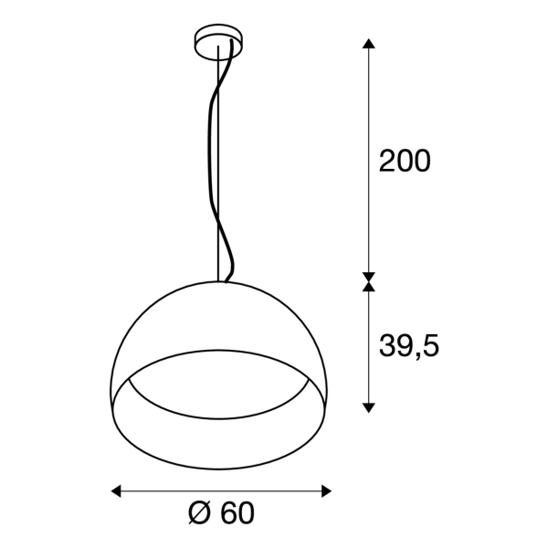 Bela 60, suspension intérieure, ø 60 cm, noir/or, led, 31w, 3000k