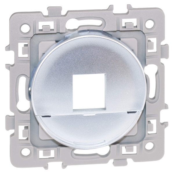 Square plastron rj45 format keystone silver