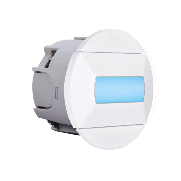 Baliz - encastré mur rond, fixe, blanc, led intég. 0,46w bleu