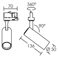 Tek 12 - proj. rail 3 all.023, blanc, angle 36°, led intég. 12w 3000k 1050lm