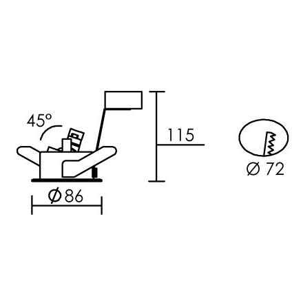 Zeta - enc.gu5,3, ip20/65, cl.2, vol.1, carré, nickel, lpe led 6w 2700k, 500lm