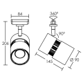 Ninety - proj. rail 1 all.029, noir, angle 30°, led intég. 30w 3000k 3000lm