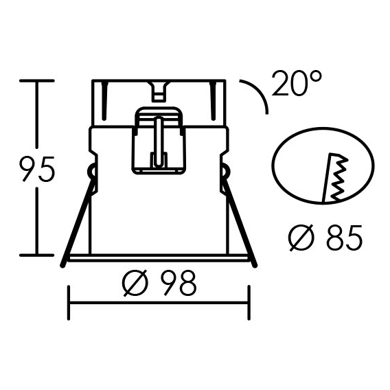 Dl-iso - encastré ip20, recouvrable, blanc, led intég. 8w 65° 3000k 800lm