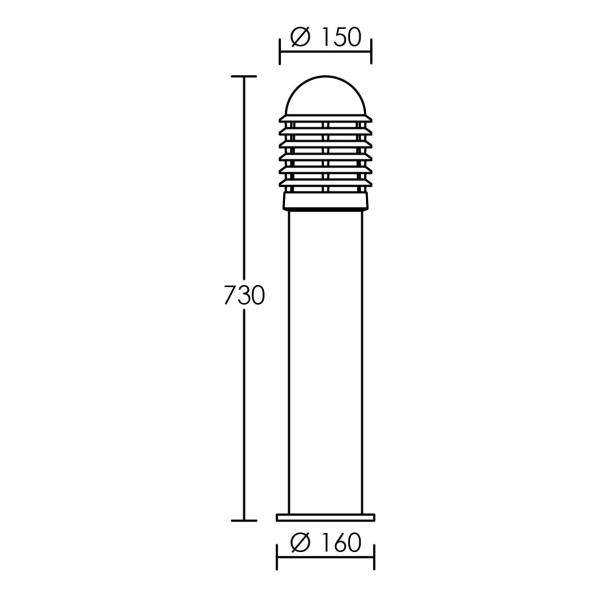 Caleo 1 - borne ext. Ip44 ik07, cuivré, e27 100w max, lampe non incl., haut.73cm