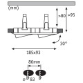 Encastré nova plus ip65 orientable 2x6w 230v 4000k gu10 51mm blanc dépoli/alu zinc