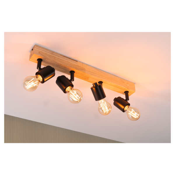 Spot arvid max. 4x20w e27 230v noir/bois