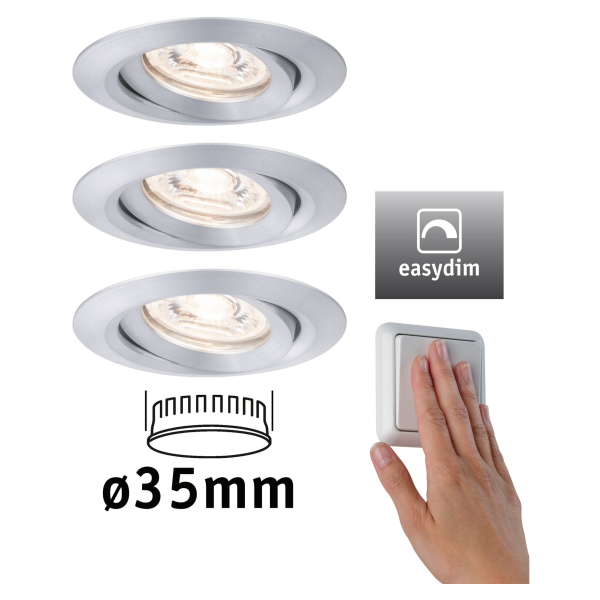 Kit enc nova mini plus coin easydim orientable 3x4,2w 2700k 230v alu bro/alu