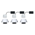 Kit encastré paulmann gil coin 3stepdim rd fixe led 3x6w 2700k 230v blanc/noir dép alu - 93377