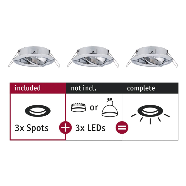 Enc choose 3 spots orientables max 3x10w 230v 51mm chrome alu