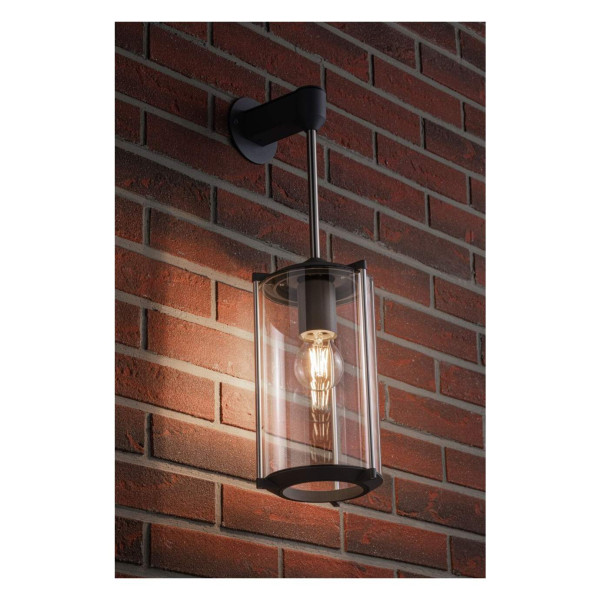 Applique extérieur 230v ip44 e27 verre clair/gris sans ampoule