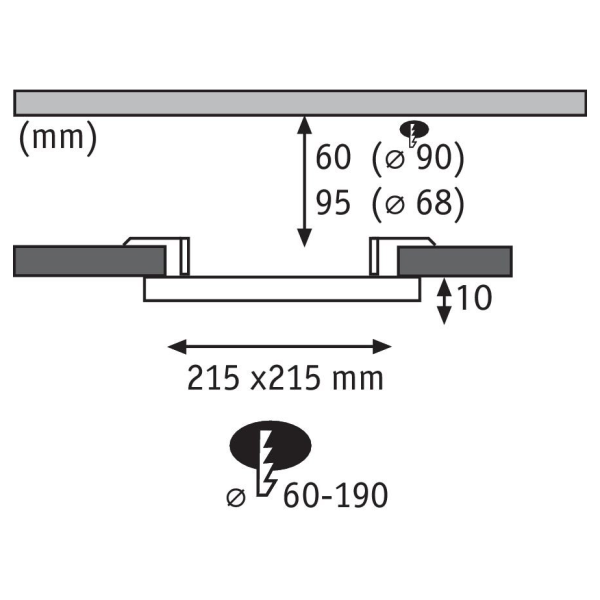 Panneau encastré paulmann veluna varifit ip44 17w tunew zigbee 215x215mm étique - 95385