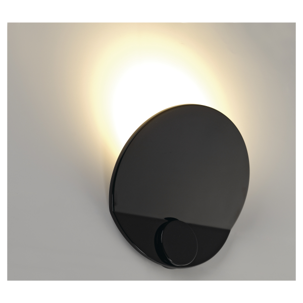 LED SHELL, APPLIQUE RONDE, NOIRE, LED BLANC CHAUD 4W