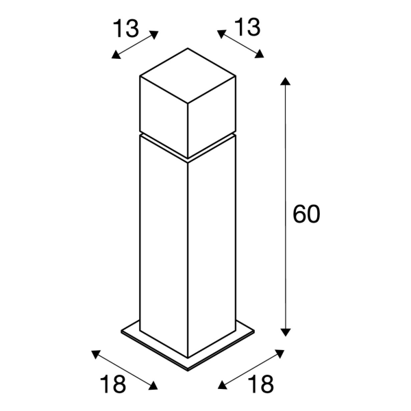 POLE 60 borne carrée, ALU BROSSE, E27