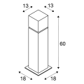 POLE 60 borne carrée, ALU BROSSE, E27