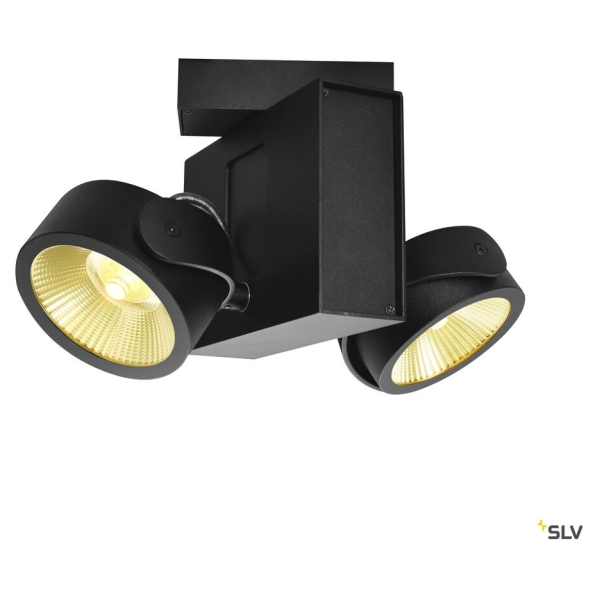 Tec kalu, plafonnier intérieur, double, angle 24°, noir, led, 31w, 3000k, variable triac