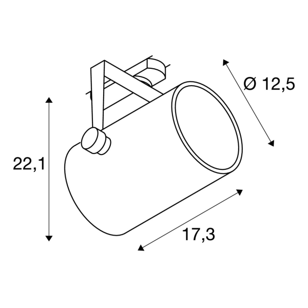 Eurospot track dali, blanc, 3000k, 15°, adaptateur 3 allumages inclus