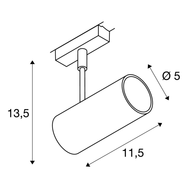 Revilo track, spot pour rail 2 allumages, intérieur, 15°, noir, led, 9,5w, 3000k