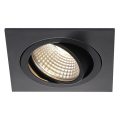 Spot encastré - NEW TRIA 77 encastré de plafond intérieur, simple, carré, noir mat, LED, 8W, 3000K, clips ressorts,