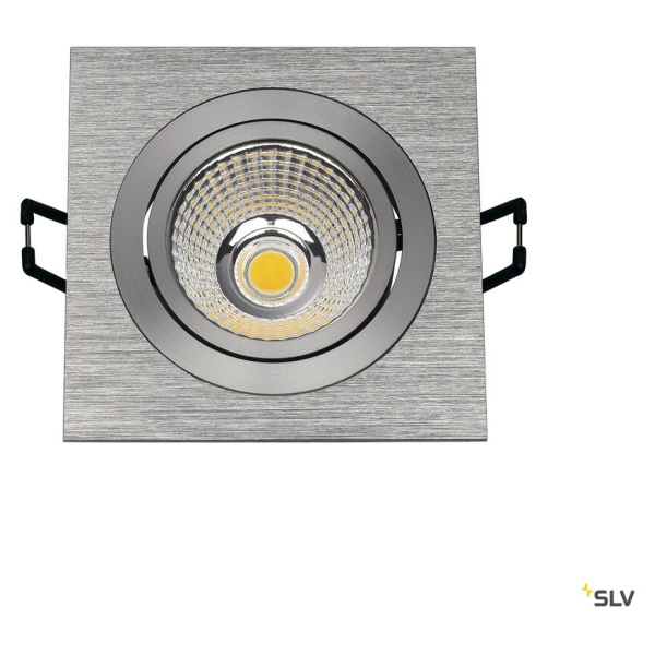 Kit new tria led dl carre, alu brossé, 6w, 3000k, 38°, clips ressorts