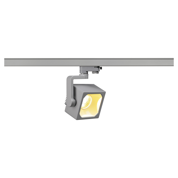 Euro cube spot. gris argent. led 3000k. 60°. irc 90. adaptateur 3 all inclus